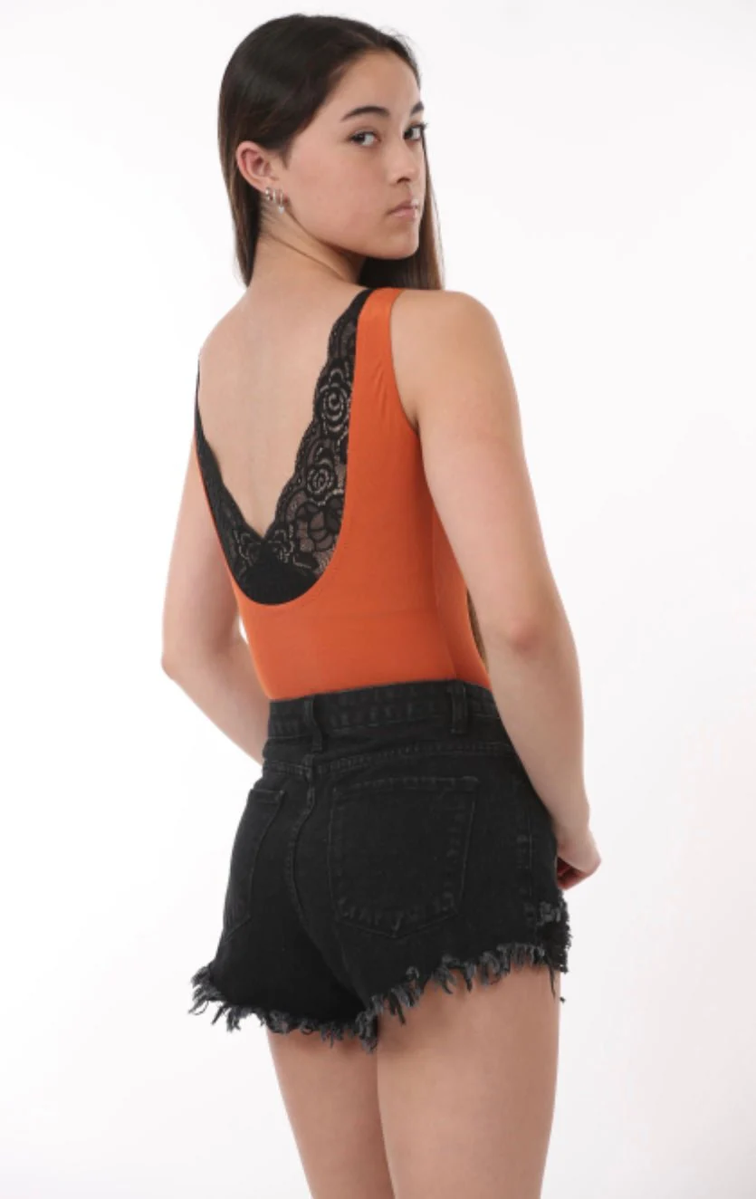 BODYSUIT: Blaze Orange Ribbed - Image 3