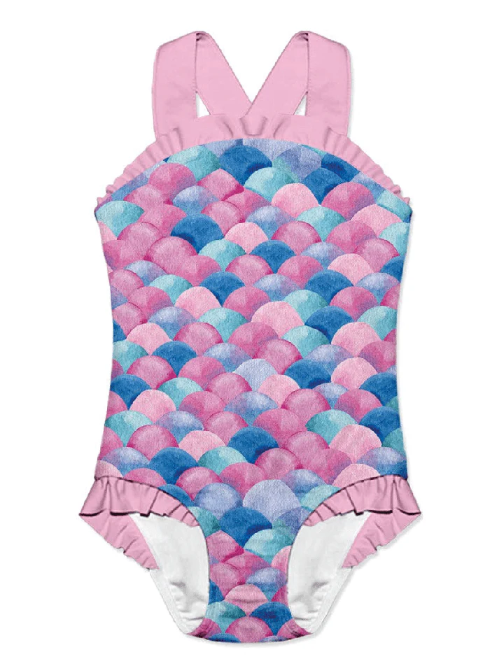 Bubble Gum Mermaid Swimsuit for Girls - Size 7 - Foxy's Leotards
