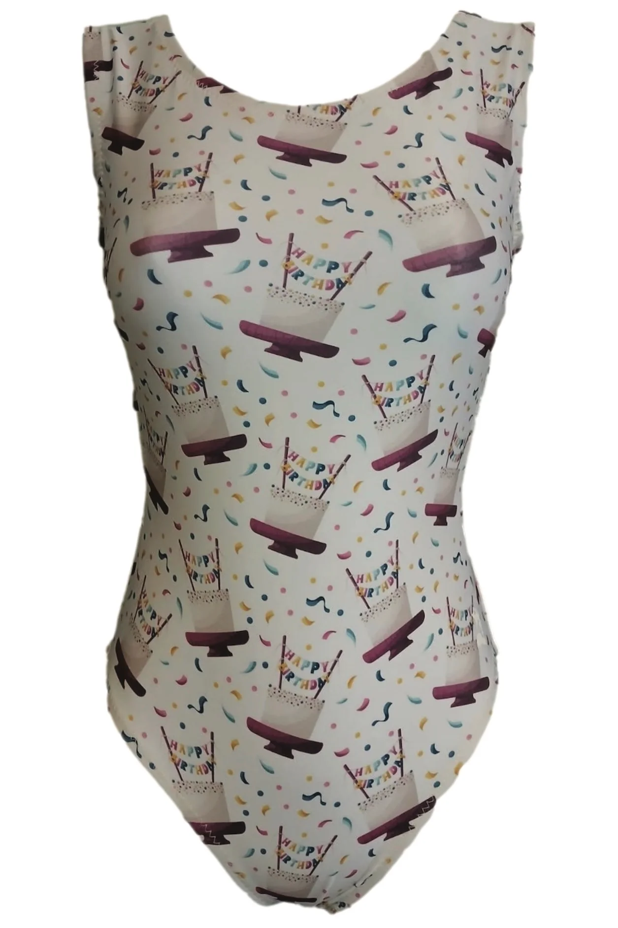 Confetti Cake Happy Birthday Gymnastics Leotard