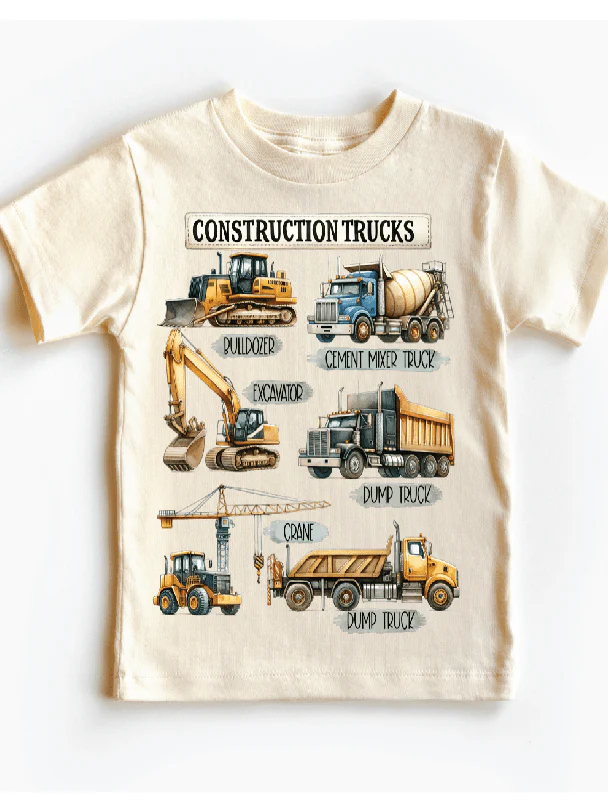 Construction Trucks Shirt - Kids Excavator, Bulldozer, Tee