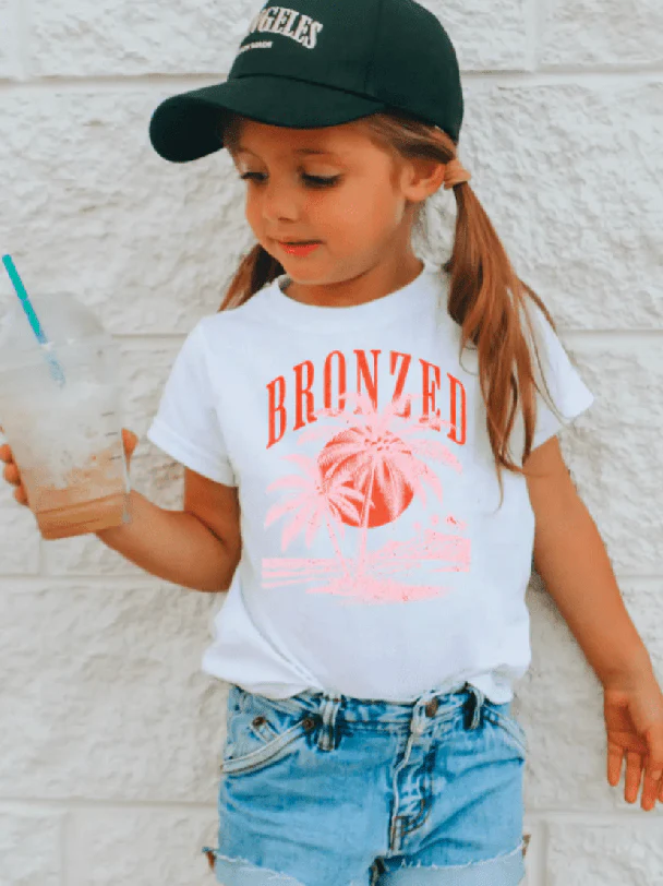 Girl's Bronzed Summer Graphic Tee - Fun Beach Design