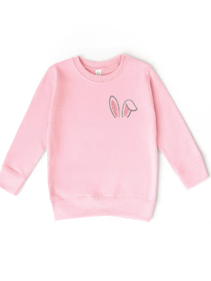 Girls' Easter Bunny Ears Embroidered Sweatshirt - Hop into Comfort with Foxy's!