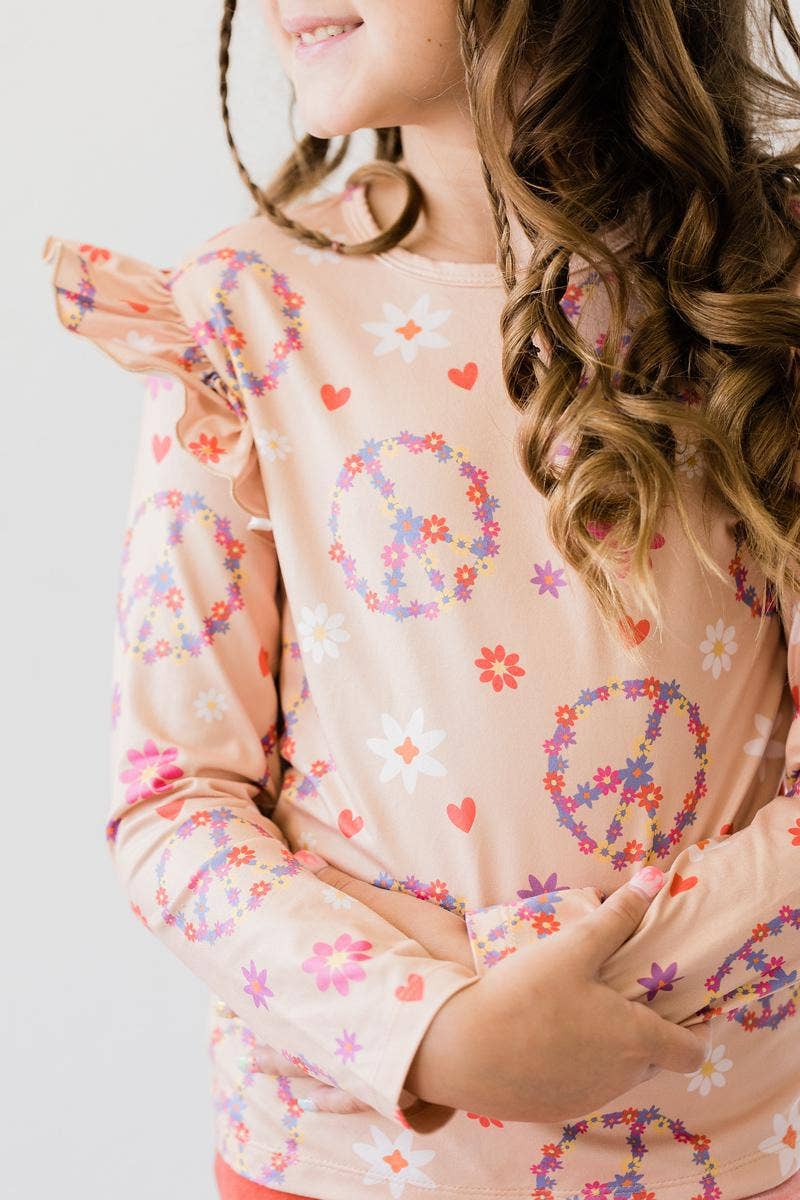 Girls' Flower Child Ruffle Tee - (Size 5/6) - Cute & Comfy! - Image 2