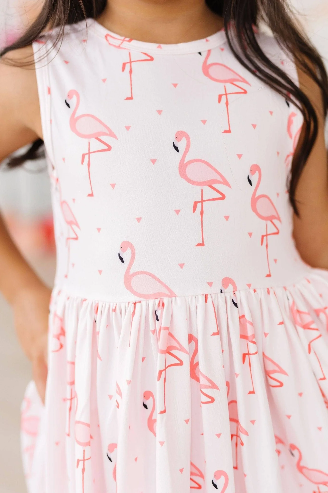 Girls Pink Paradise Flamingo Pocket Dress - (Size 7/8 )- Foxy's Leotards