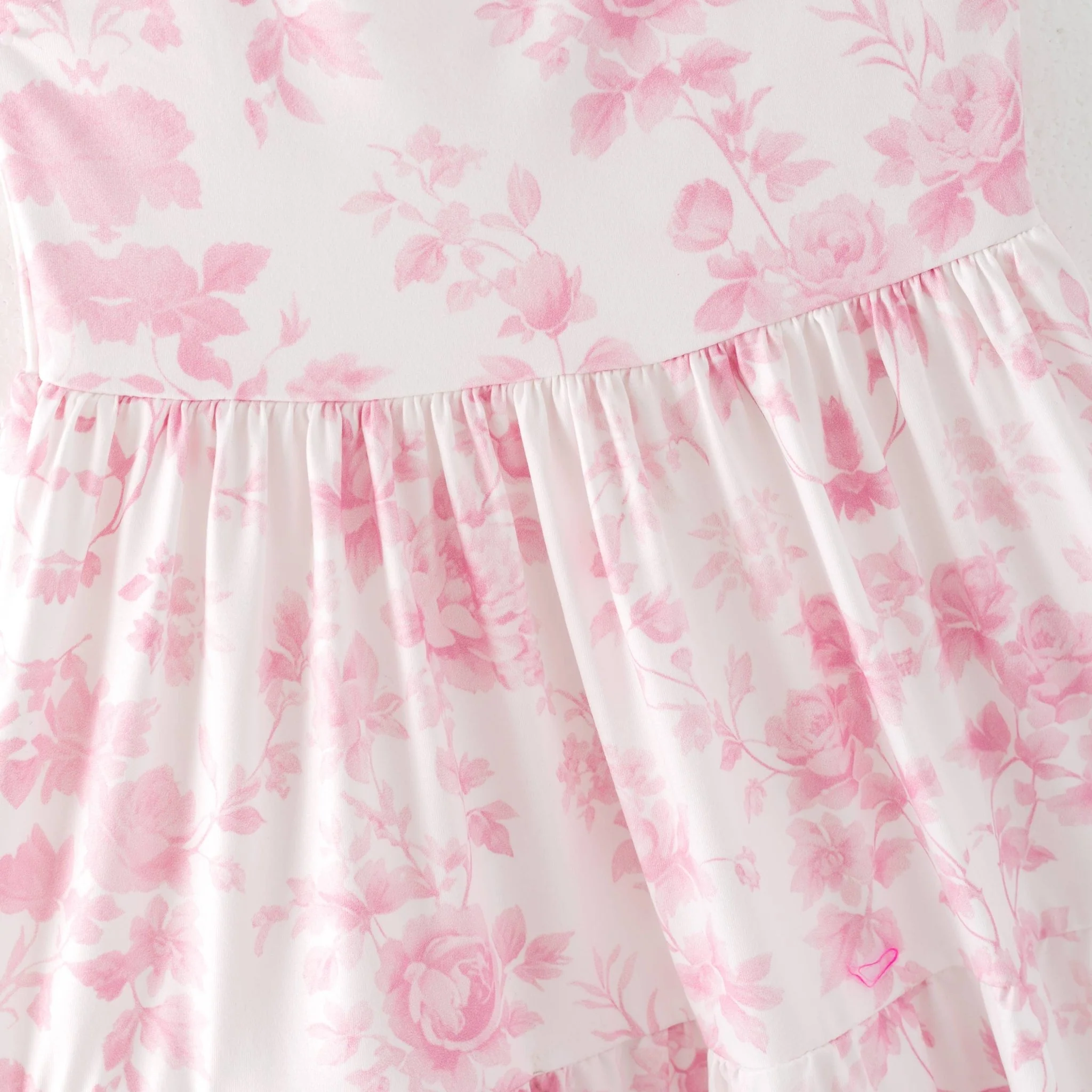 Girls Summer Pink Floral Patchwork Slip Dress - Image 3