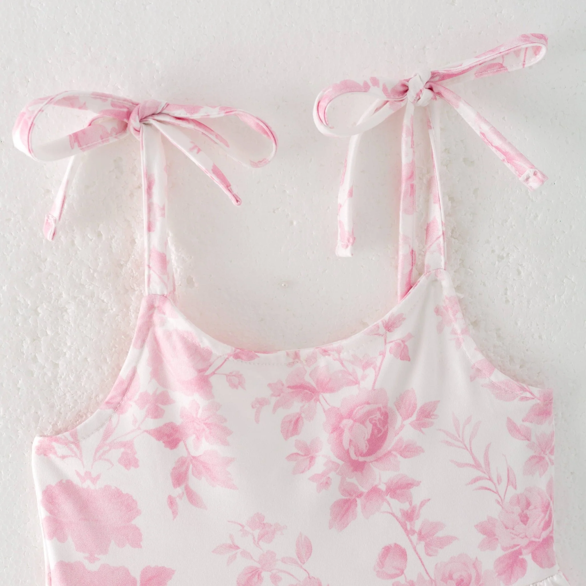 Girls Summer Pink Floral Patchwork Slip Dress - Image 4