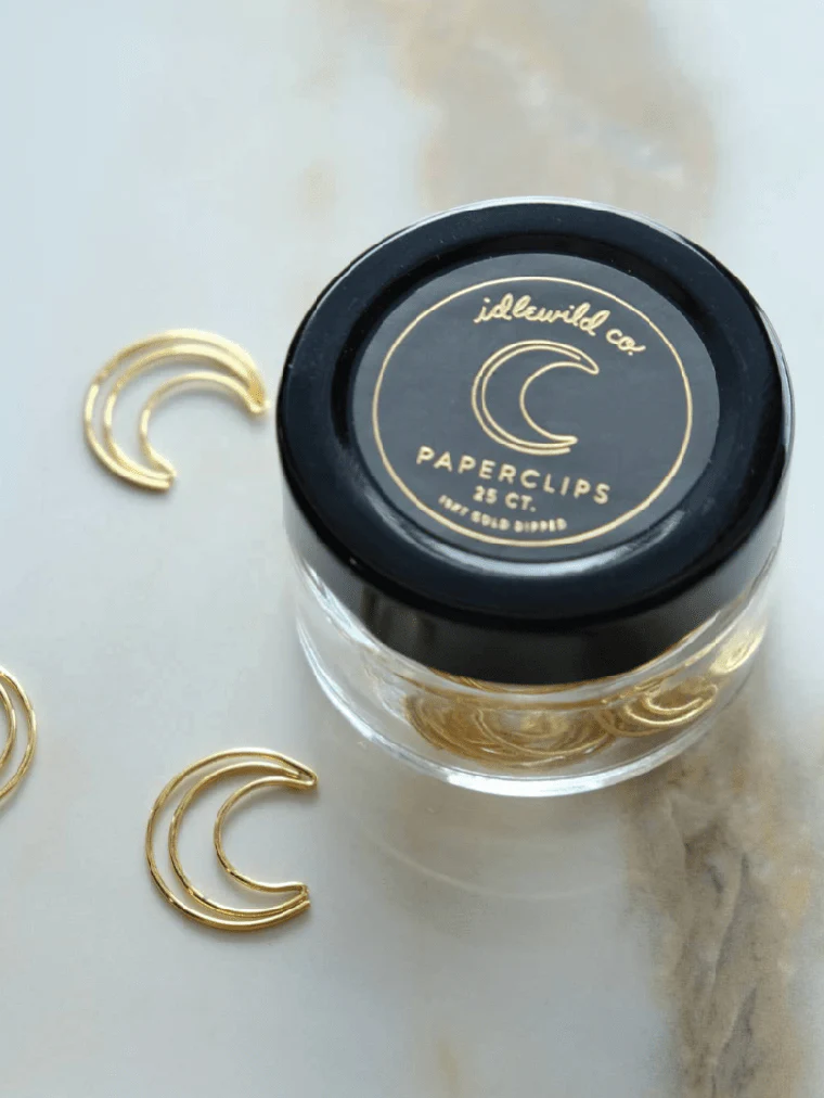 Gold Plated Paper Clips (Jar of 25) | Crescent Moon - Image 3