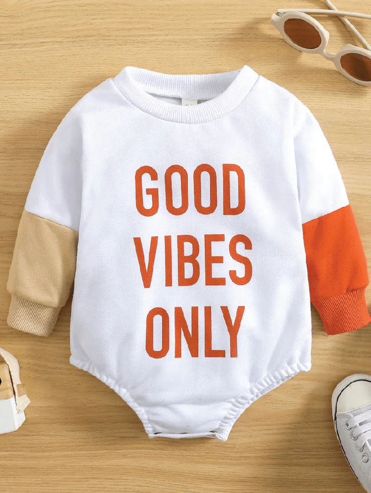 Good Vibes Long-Sleeve Baby Romper