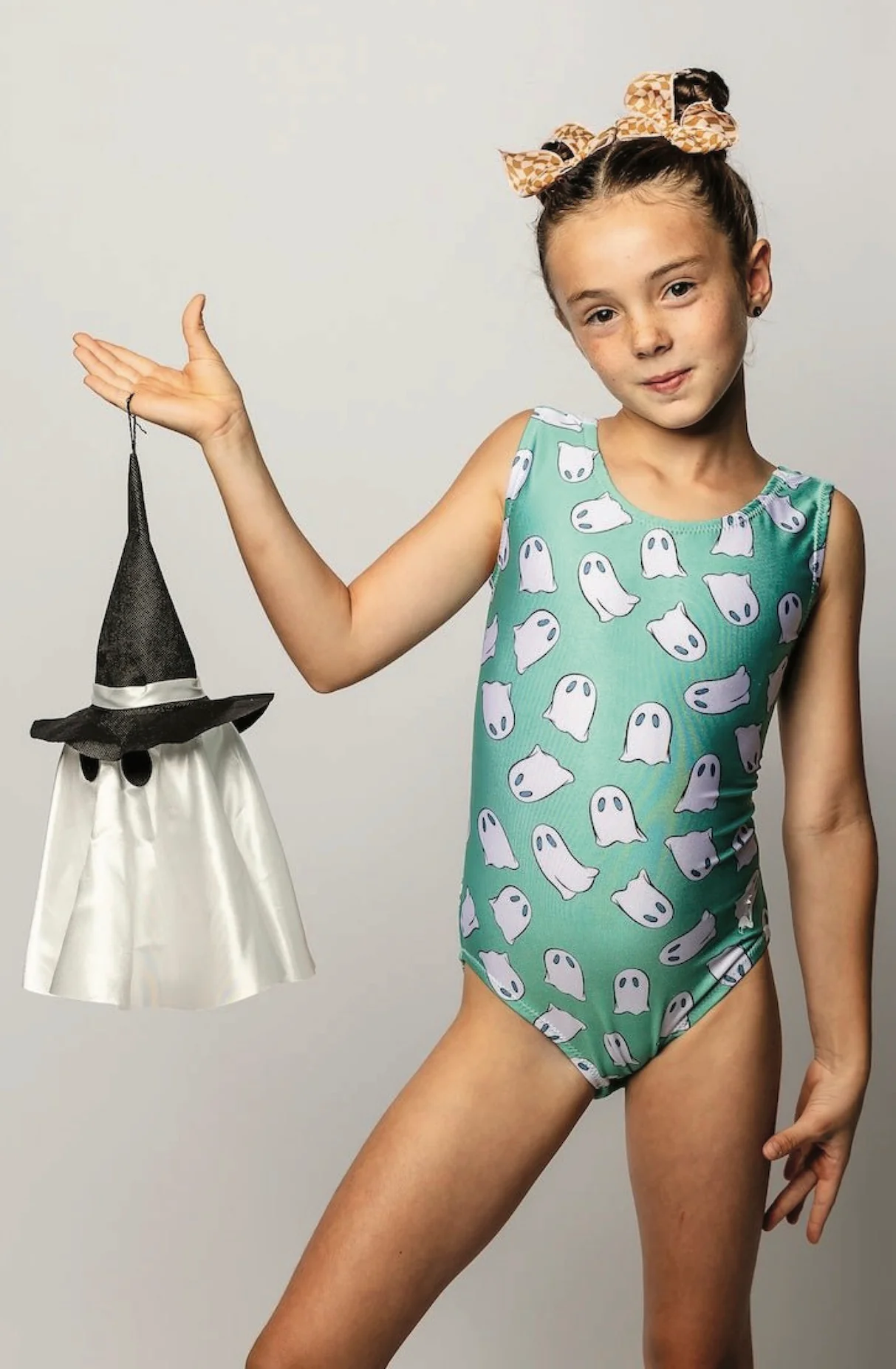 Green Halloween Ghost Leotard for Gymnastics