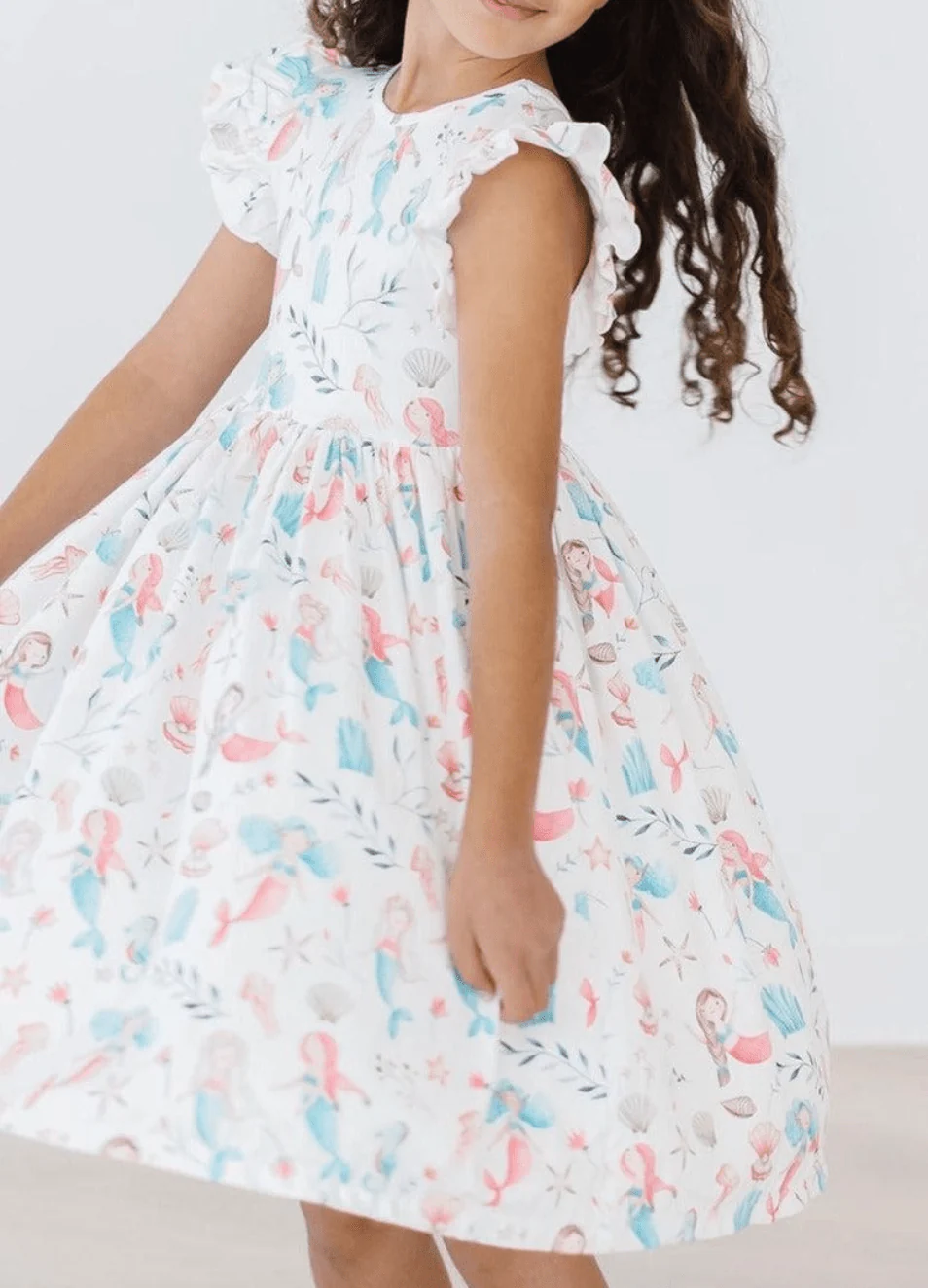 Mermaid Twirl Dress for Girls - Flutter Sleeve - (Size 5/6) - Foxy's Leotards