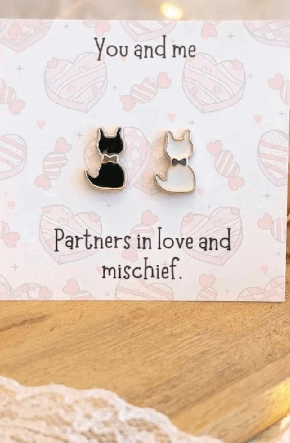 Partners In Love Cats Token Set Pocket Hug Keepsake Gift