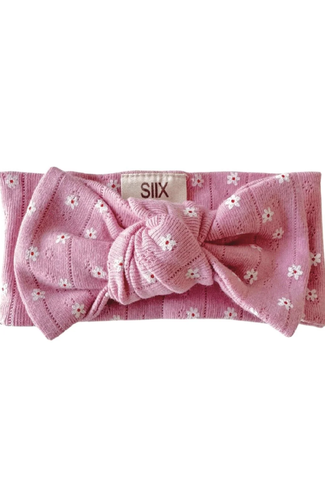 Pink Flower / Organic Pointelle Bow for Baby