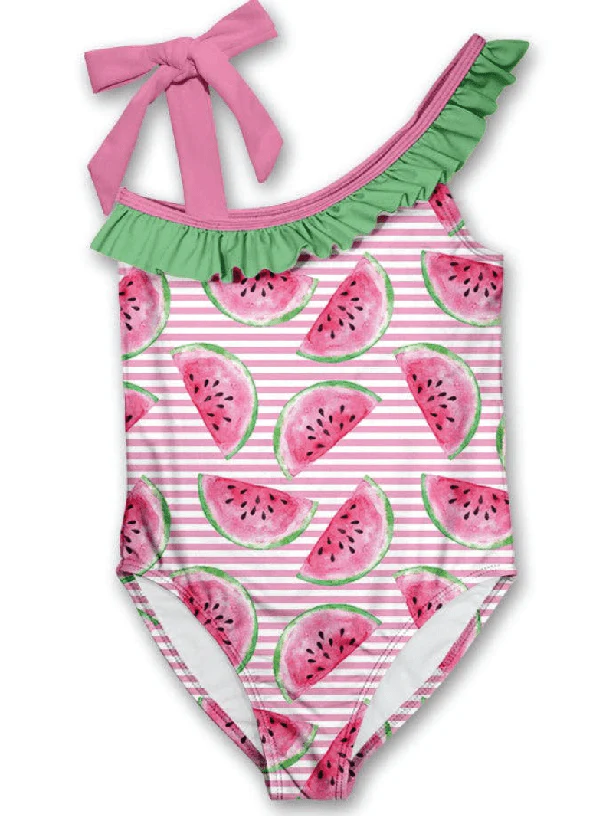 Pink Watermelon Stripe Swimsuit for Kids