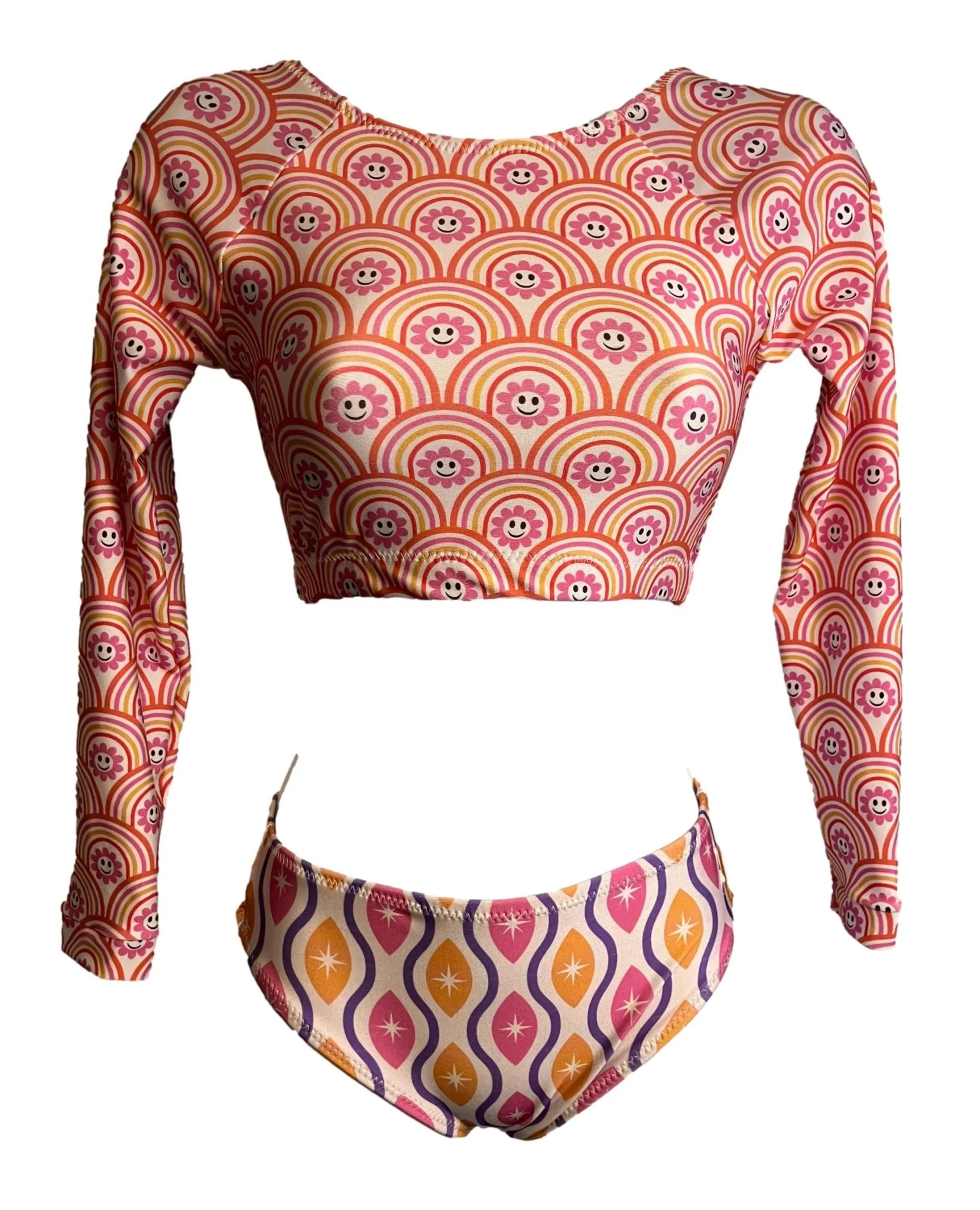 Rainbows & Waves Surfkini - Girls' Two-Piece Swimsuit - Sizes Child 7-12 | Foxy's Leotards