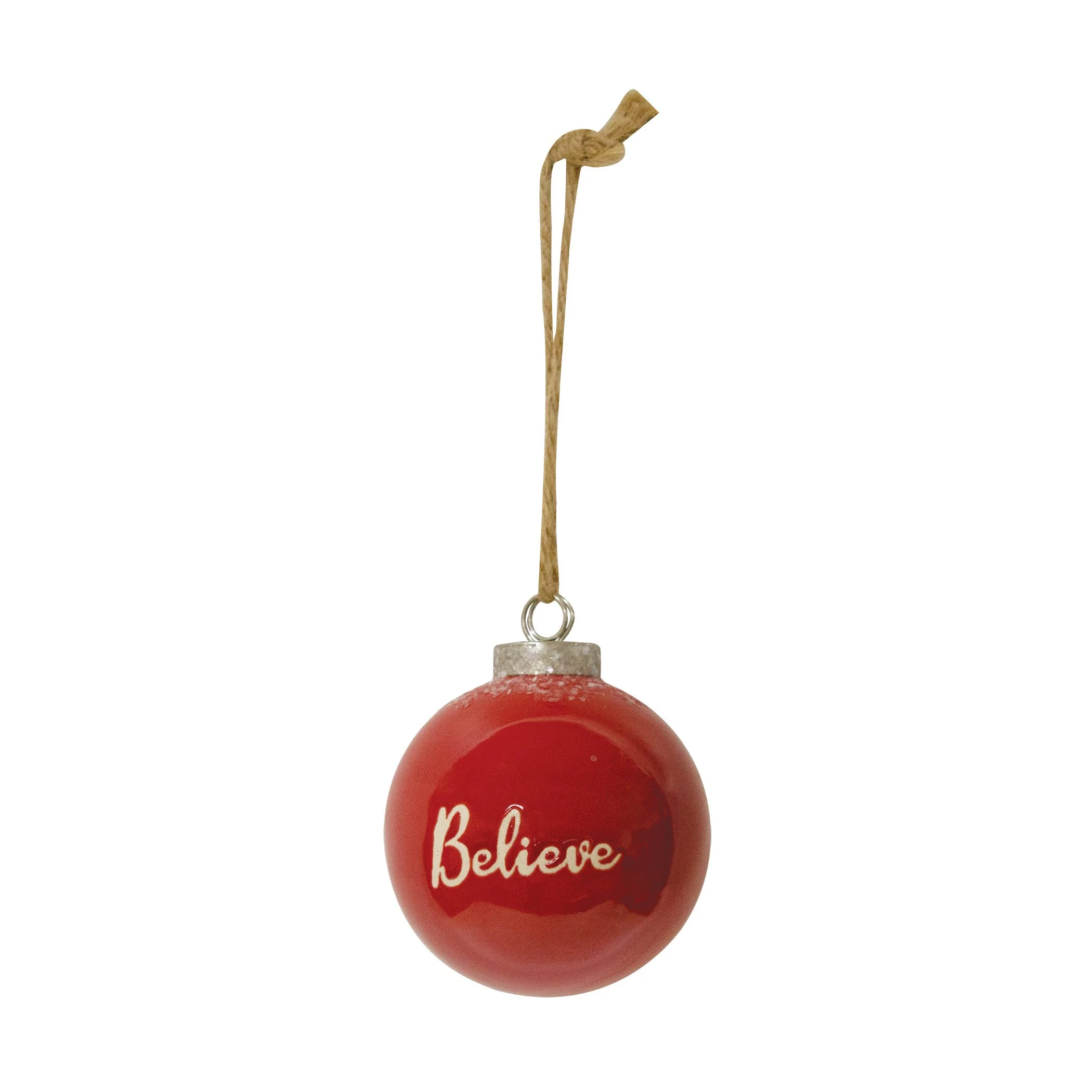 Red Ceramic Ornament Believe Christmas Ornament
