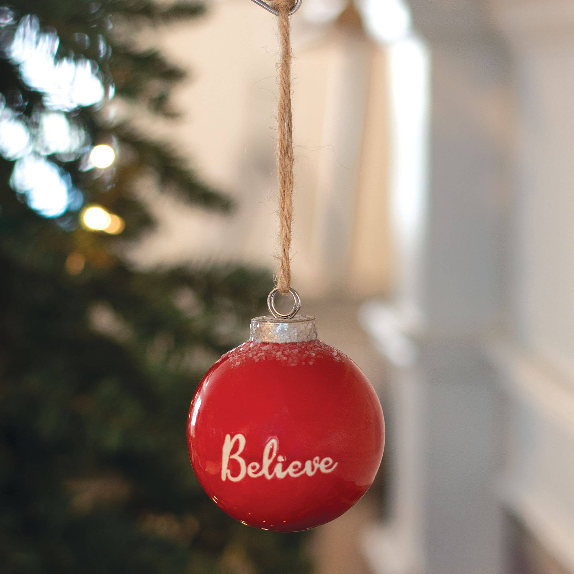 Red Ceramic Ornament Believe Christmas Ornament - Image 2