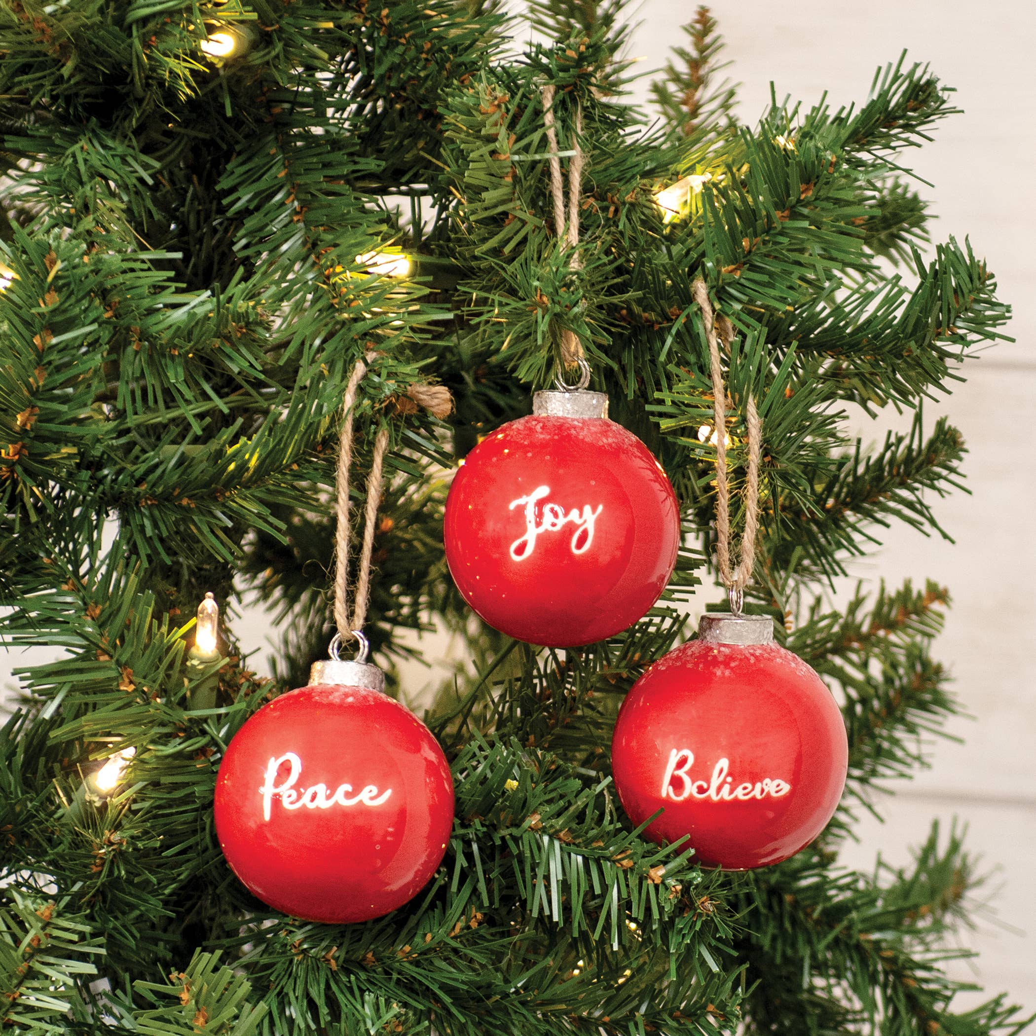 Red Ceramic Ornament Believe Christmas Ornament - Image 3