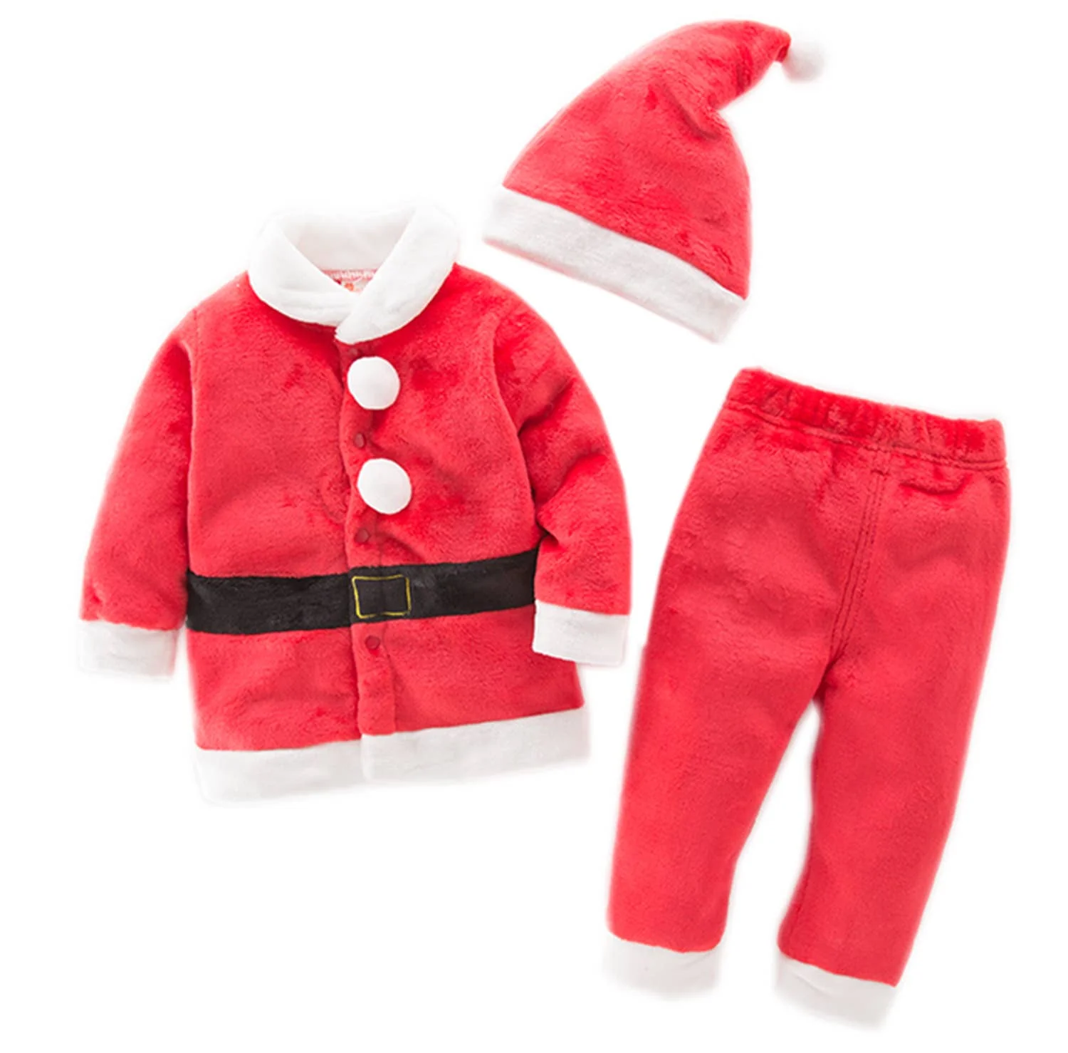 Red Santa Ultra Soft Fleece 3pcs Baby Costume Outfit