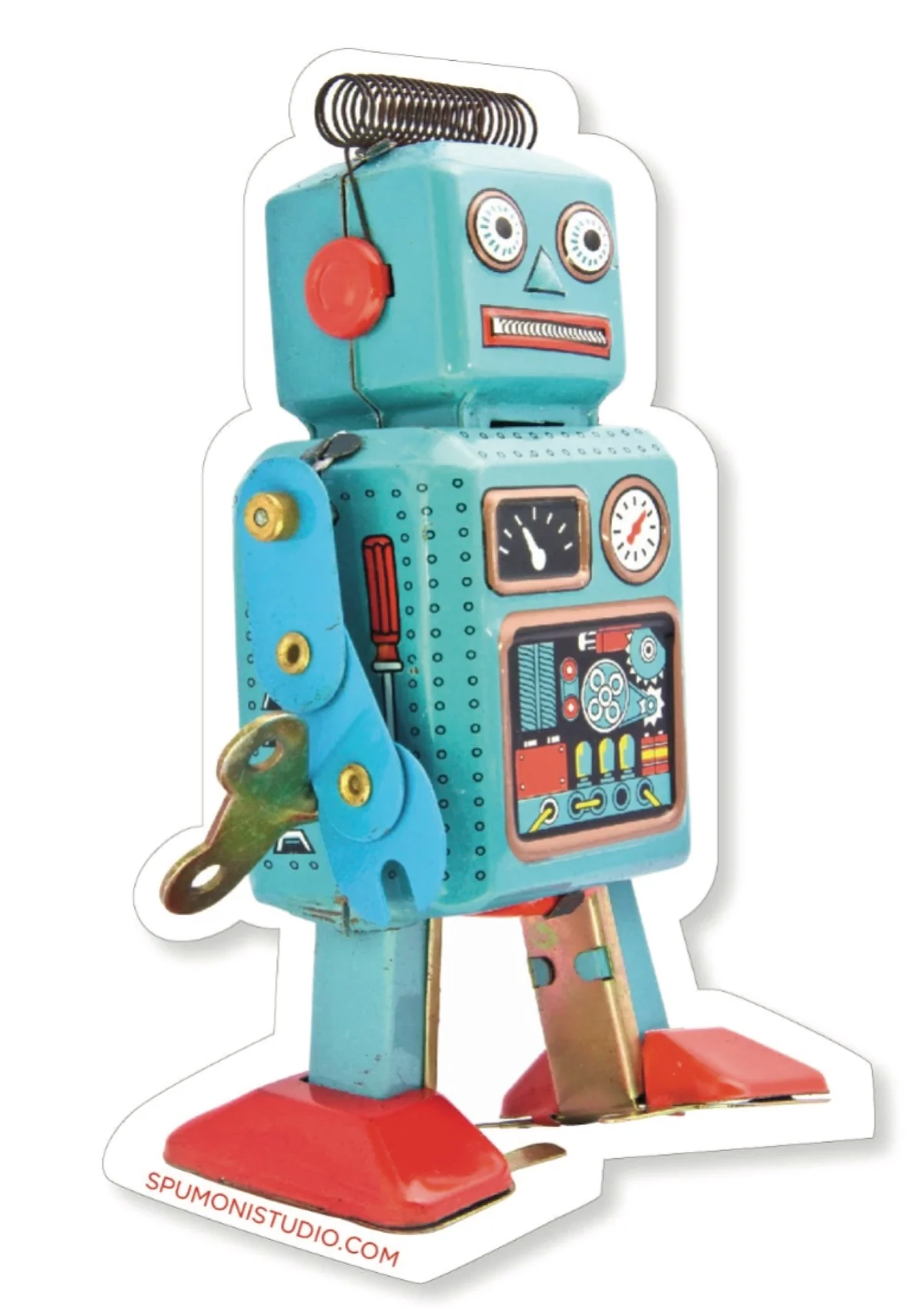 Retro Robot Sticker - Cute Decal for Laptops, Water Bottles & More! 🤖