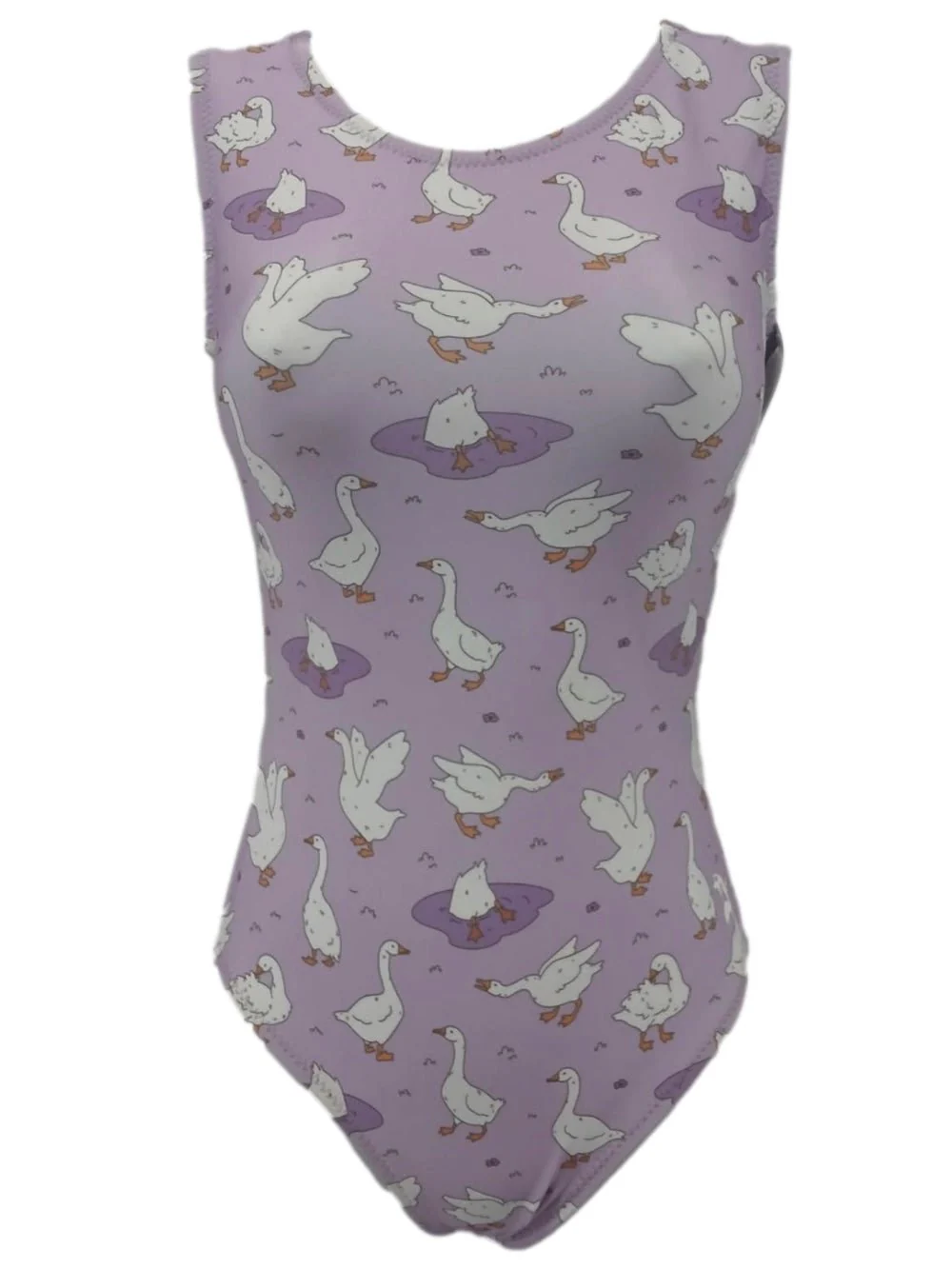 Silly Goose Lavender Gymnastics Leotard – Whimsical Goose Print for Girls - Image 3