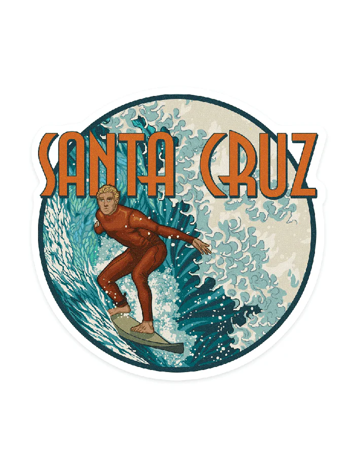 STICKERS Santa Cruz, California, Stylized Surfer