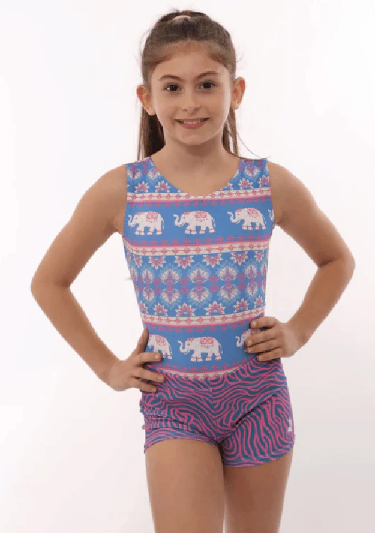 Swirly Elephant Gymnastics Leotard & Shorts Set - Mix & Match! - Image 2