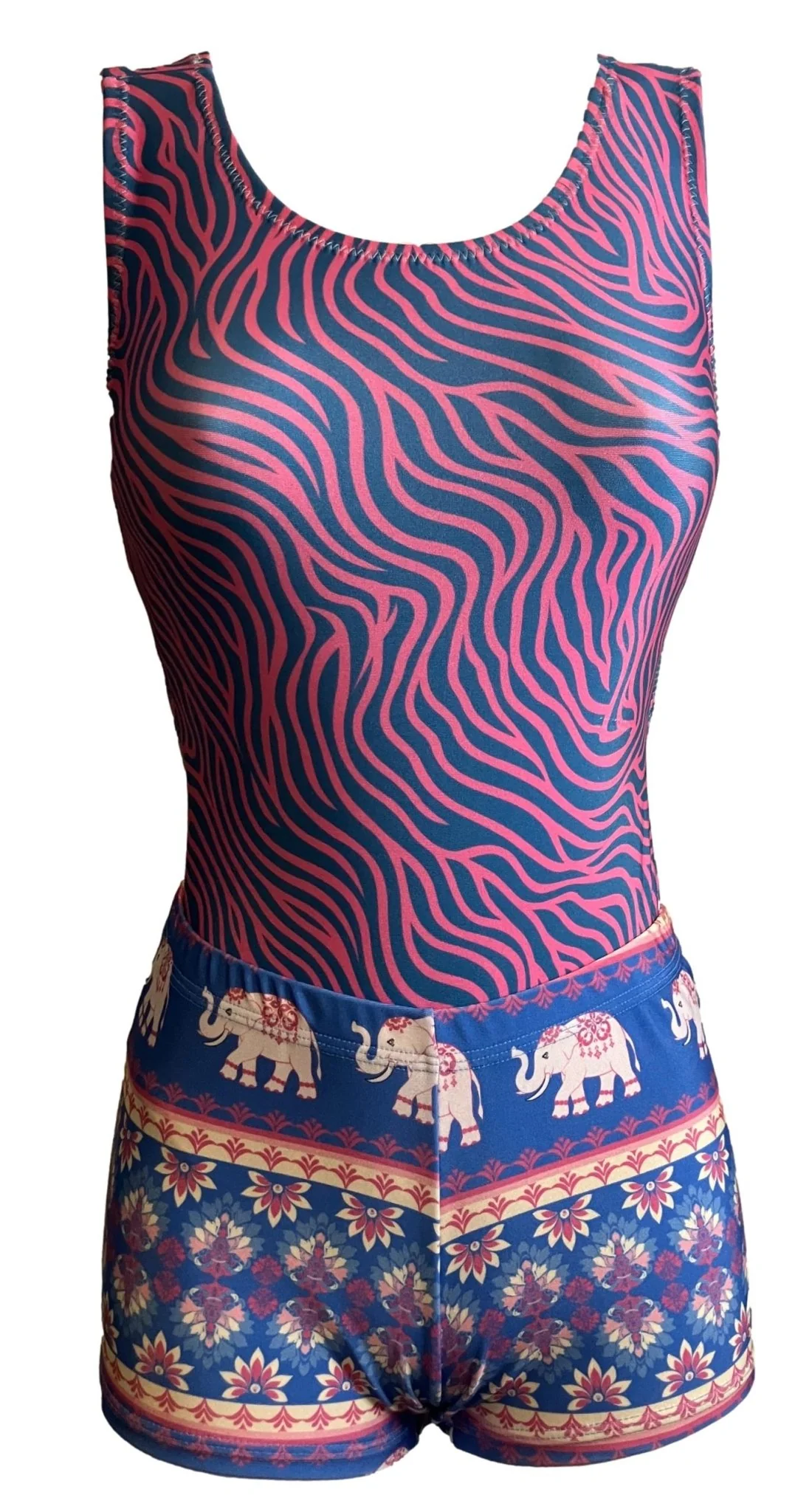 Swirly Elephant Gymnastics Leotard & Shorts Set - Mix & Match! - Image 4