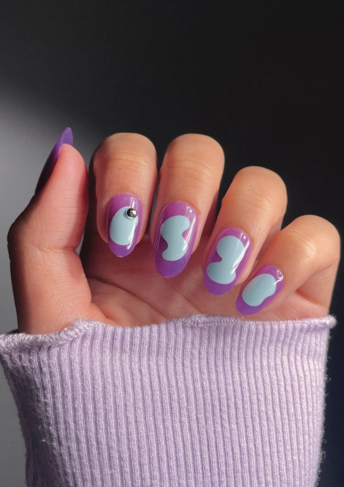 That's My Jam Press-On Nails - Purple Jelly Oval Nails with Rhinestone Accents | Foxy's