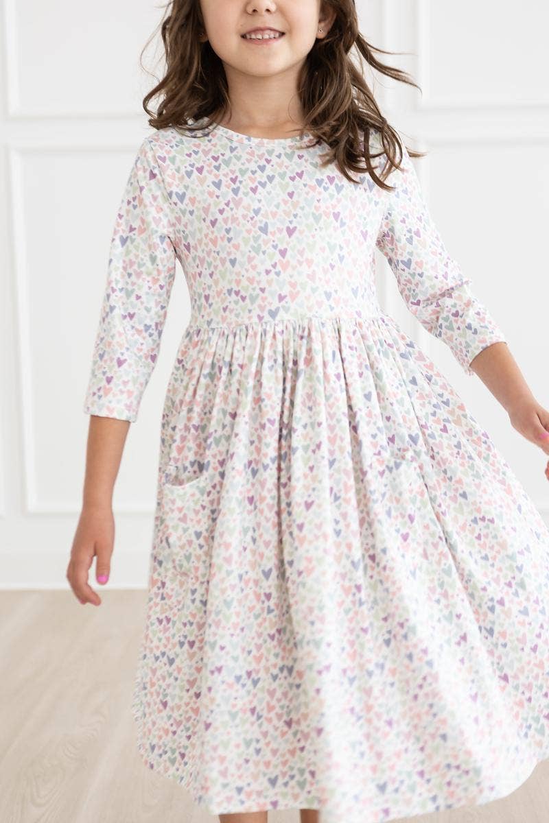 Toddler Twirl Dress - 3/4 Sleeve Pocket Dress (Size 3) - Super Soft & Fun!