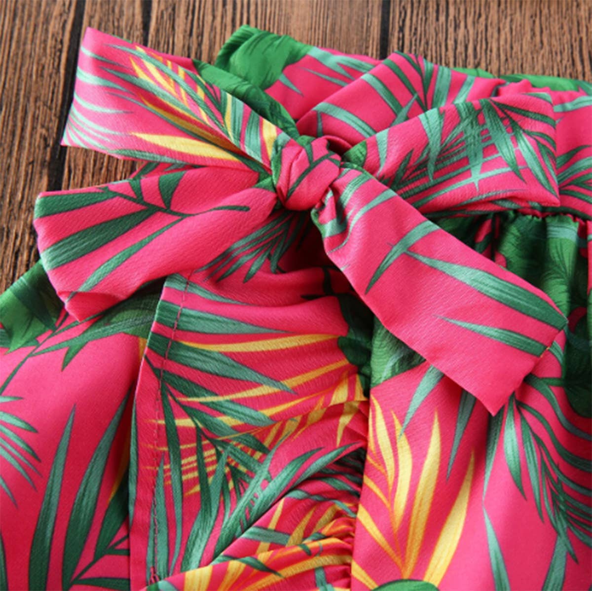 Tropical Green Girl Ruffled Crop Top & Skirt - Image 4