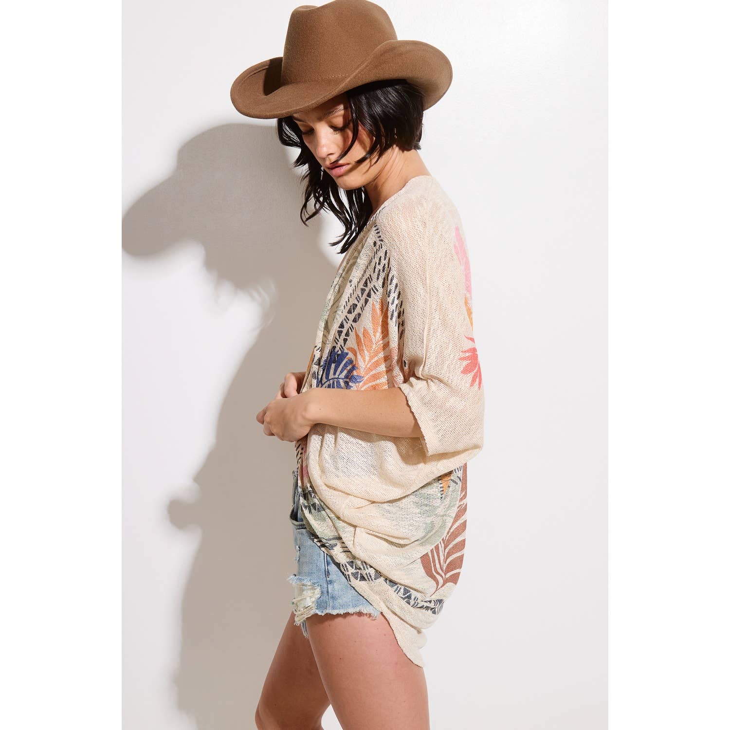 Tropical Print Kimono Loose Fit Cardigan - Image 5