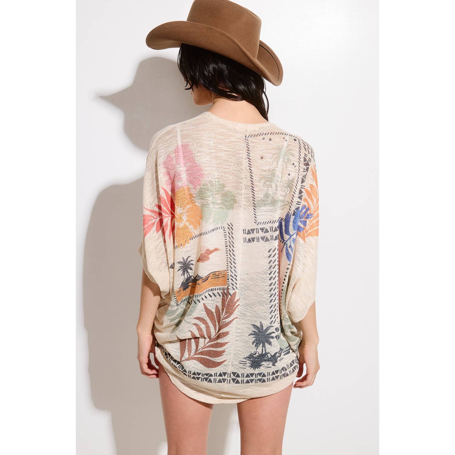 Tropical Print Kimono Loose Fit Cardigan - Image 6