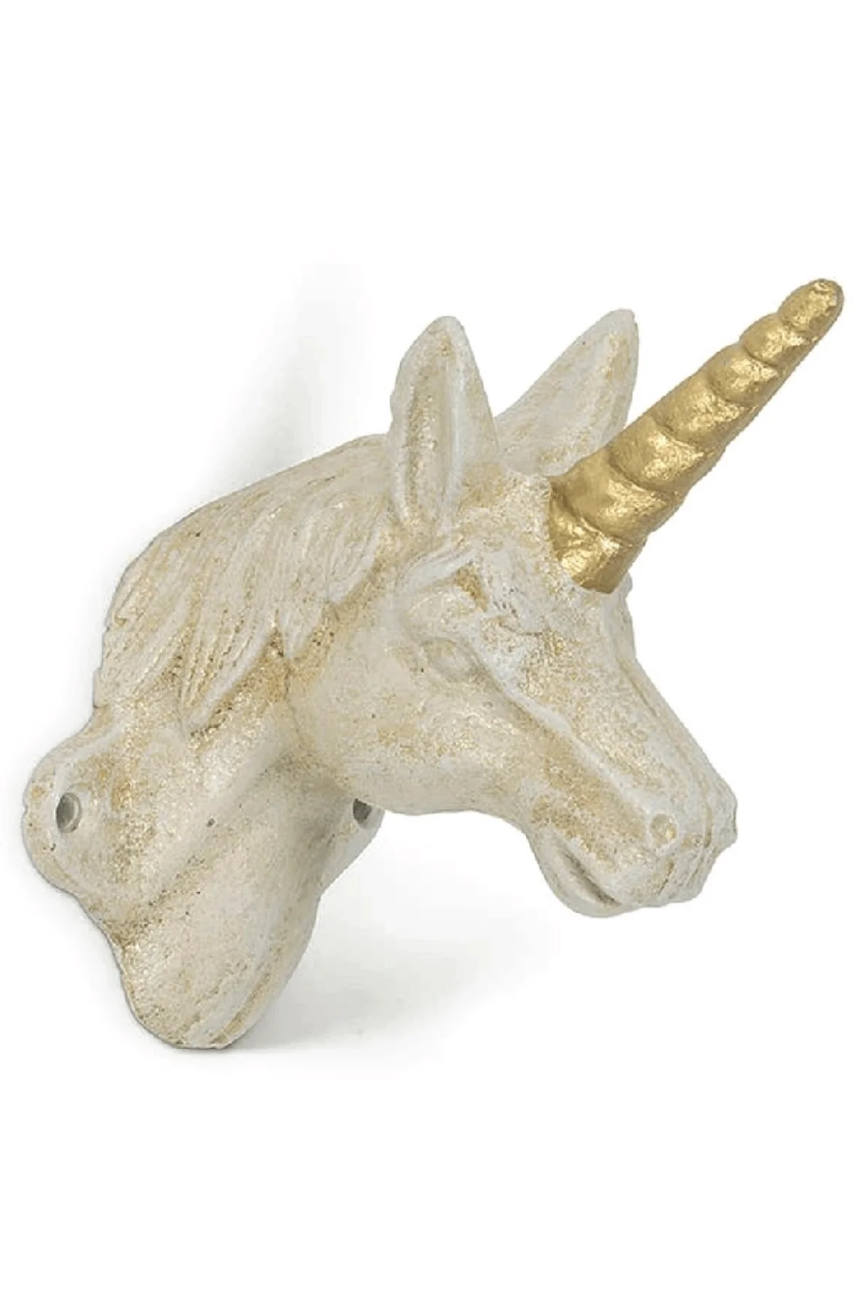 Unicorn Hook-Antq Wht-4.5"H
