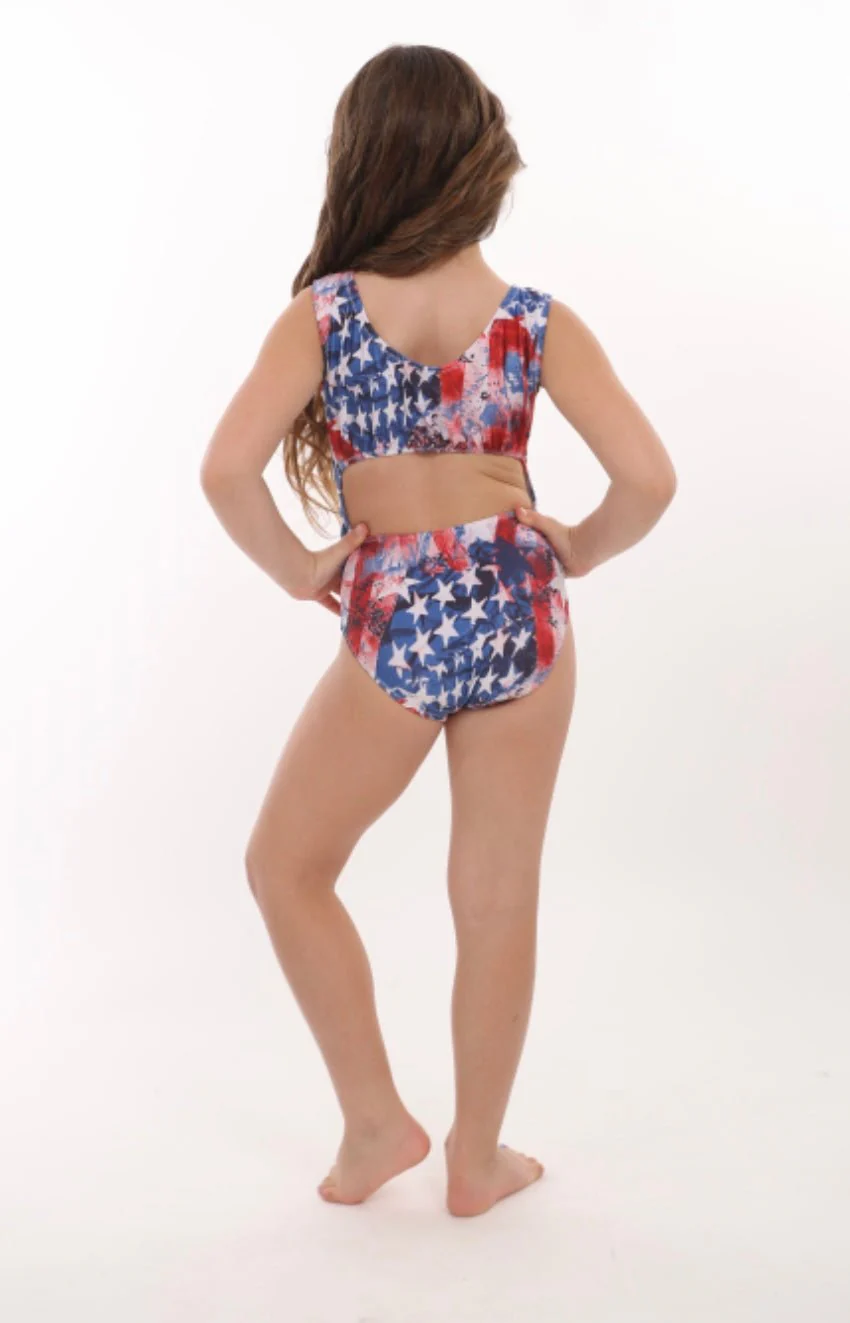 Vintage America Gymnastics Leotard - Patriotic Red, White & Blue - Made in USA - Image 3