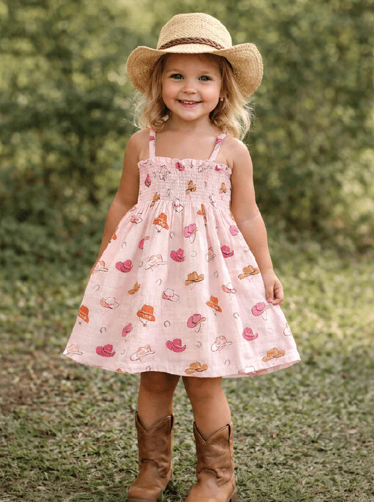 Western Pink / Muslin Smocked Tube Dress