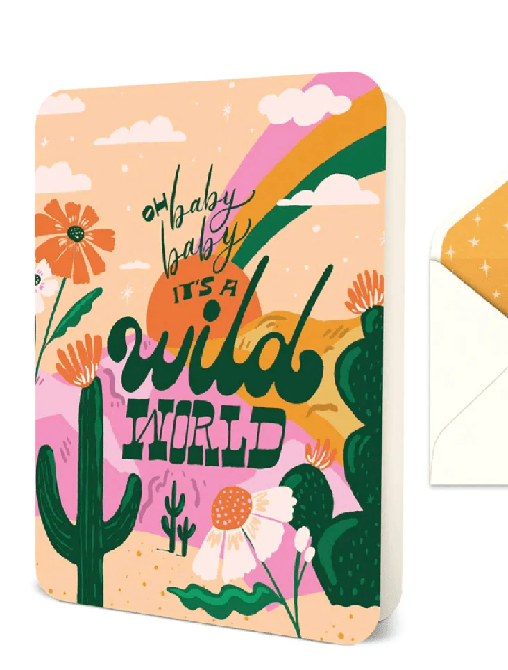 Baby, It's a Wild World Greeting Card - Perfect for Baby Showers!