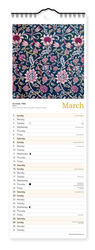 William Morris Slim Calendar 2026 (Art Calendar) by - Image 3